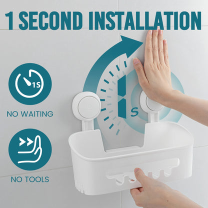 Corner Shower Shelf – No-Drill Suction Cup Bathroom Storage Basket