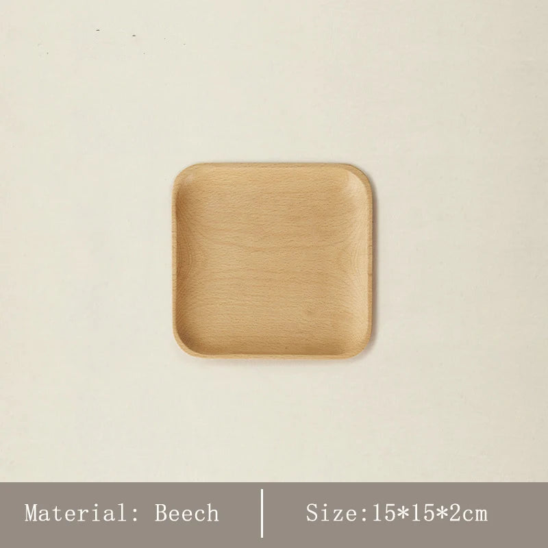 Japanese-Style Minimalist Wooden Serving Tray – Beech & Walnut Desk Organizer