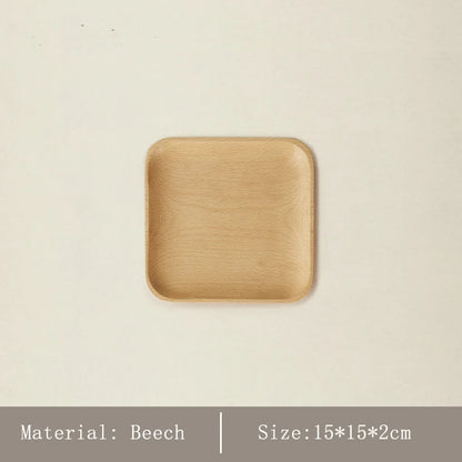 Japanese-Style Minimalist Wooden Serving Tray – Beech & Walnut Desk Organizer