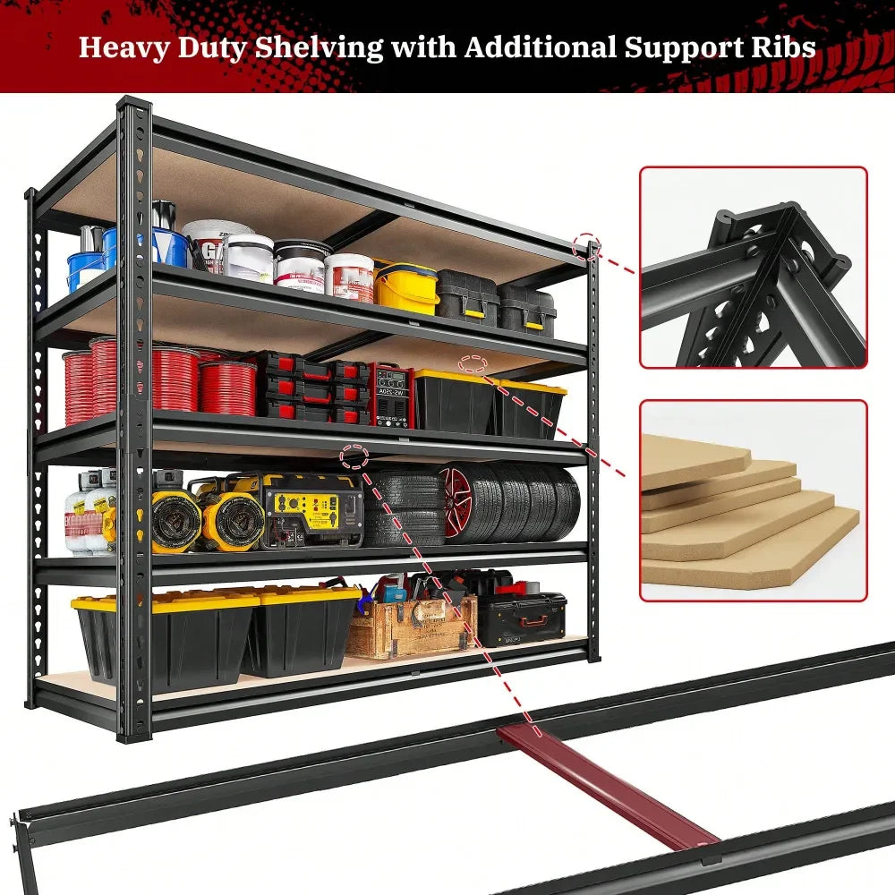 5-Tier Heavy Duty Metal Shelving Unit – Adjustable Storage Rack