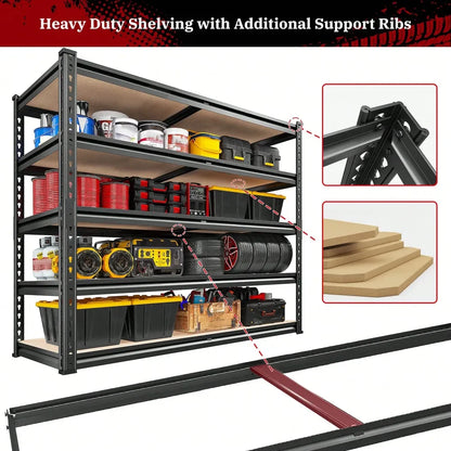 5-Tier Heavy Duty Metal Shelving Unit – Adjustable Storage Rack