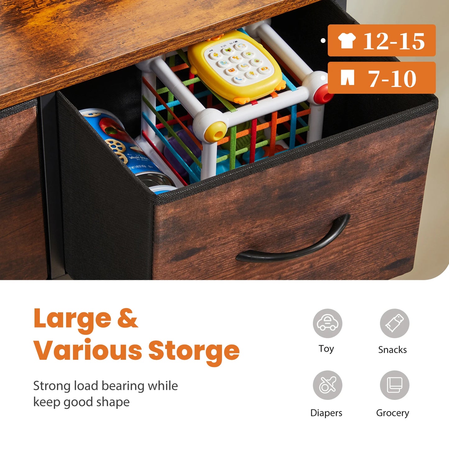 9-Drawer Bedroom Dresser – Fabric Storage Organizer with Metal Frame