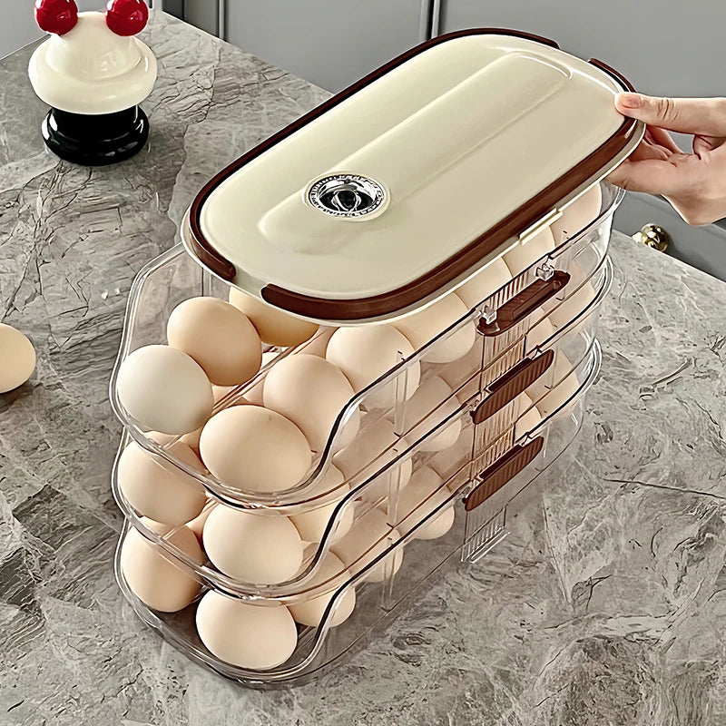 Refrigerator Egg Organizer – Sliding Plastic Egg Dispenser Case