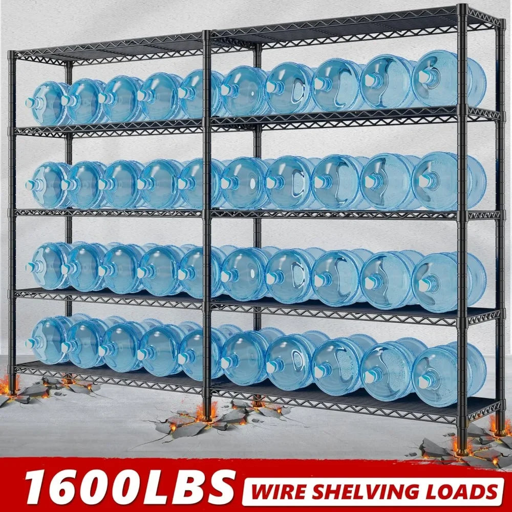 70" Heavy-Duty 5-Tier Metal Wire Shelving Unit – Black