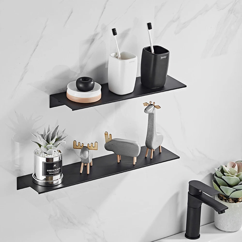 Aluminum Floating Shelf – Wall Mounted Storage for Bathroom & Room Decor