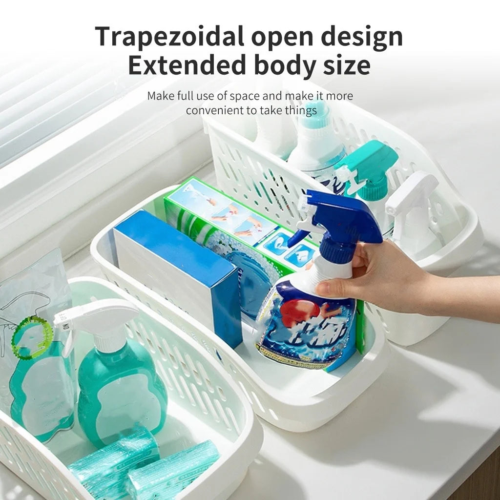 Kitchen Storage Basket – Rolling Under Sink Organizer, White