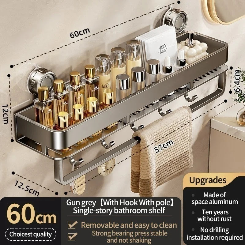 Shower Caddy – Home Standard Wall Mounted Aluminum Suction Cup Storage Rack