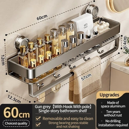 Shower Caddy – Home Standard Wall Mounted Aluminum Suction Cup Storage Rack