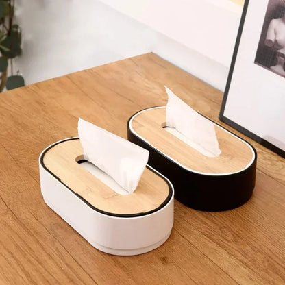 Bamboo Tissue Box Cover – Wooden Countertop Dispenser
