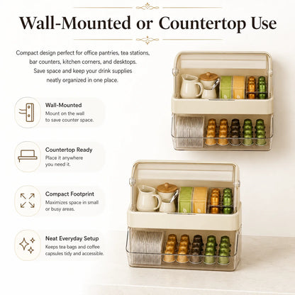 Tea Bag Storage Box – Dustproof Double-Layer Countertop Organizer
