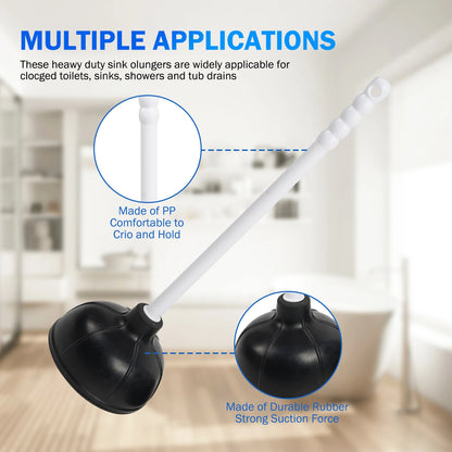 Heavy Duty Toilet Plunger – Rubber Suction Cup, Multi-Purpose Drain Unclogger