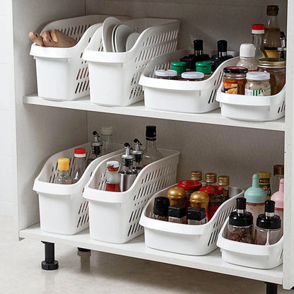 Kitchen Storage Basket – Rolling Under Sink Organizer, White