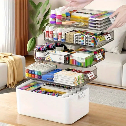 Multi-layer Stationery Organizer – Portable Plastic Desk Box