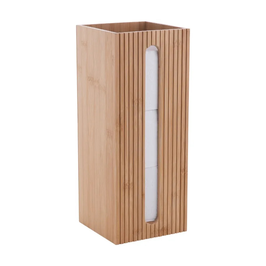 Bamboo Toilet Brush & Paper Holder Set  –  2 Piece for Bathroom