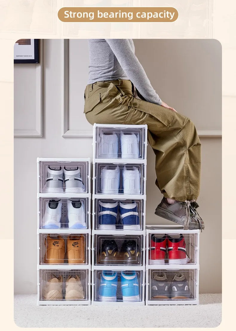 Foldable Clear Shoe Box – 6-Layer Stackable Sneaker Organizer