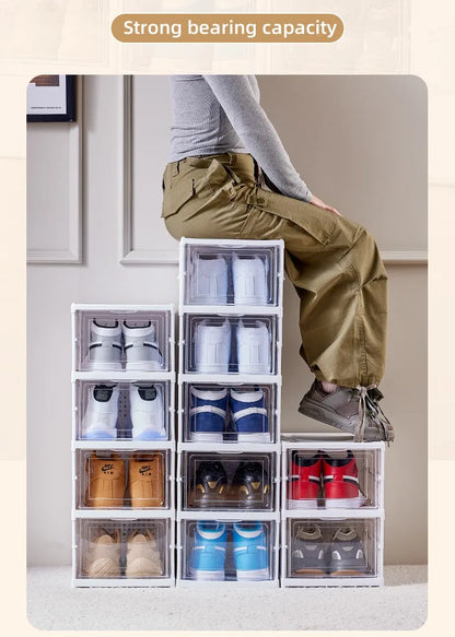 Foldable Clear Shoe Box – 6-Layer Stackable Sneaker Organizer