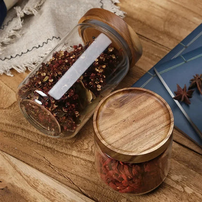 Glass Storage Jars with Acacia Wood Lids