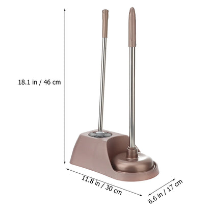 Toilet Brush & Plunger Set with Holder – Soft Bristles, Compact Bathroom Cleaning Kit