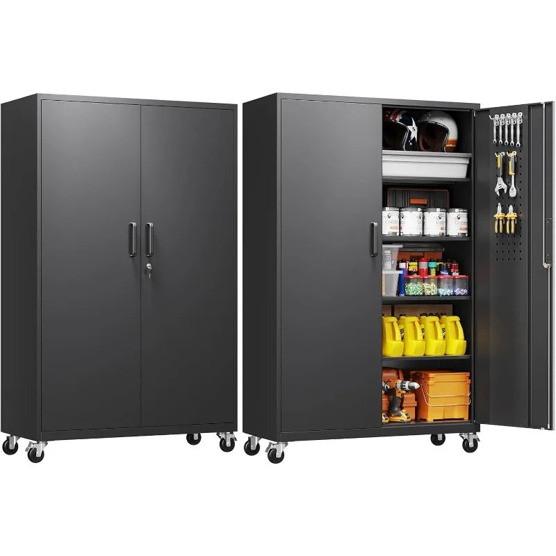 Metal Garage Storage Cabinet – Rolling Steel with Locking Doors