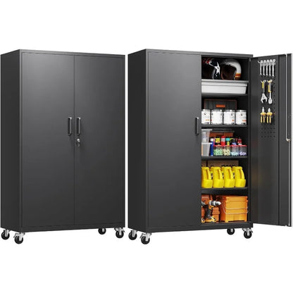 Metal Garage Storage Cabinet – Rolling Steel with Locking Doors