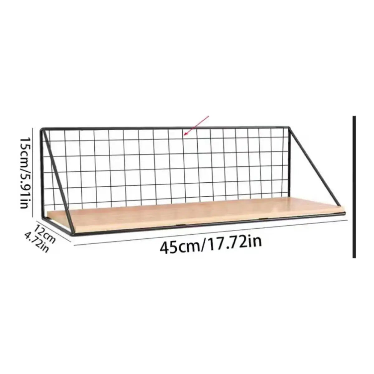 Floating Wall Shelves – Wood Storage with Metal Wire Basket