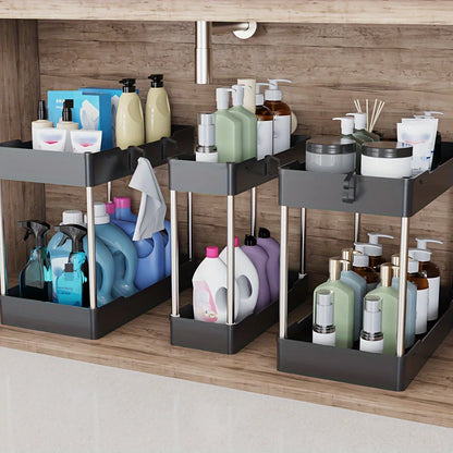 3-Tier Under Sink Organizer – 3-Pack Plastic Storage Racks