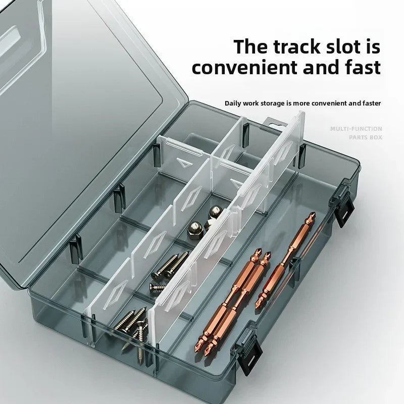 Plastic Tool Organizer Box – Adjustable Dividers, 198x135mm