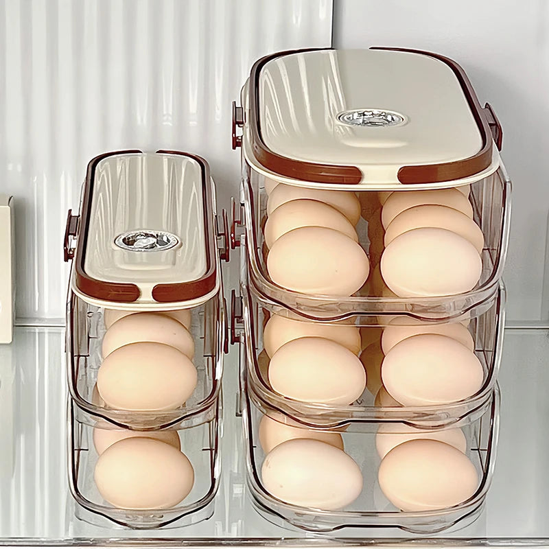 Refrigerator Egg Organizer – Sliding Plastic Egg Dispenser Case