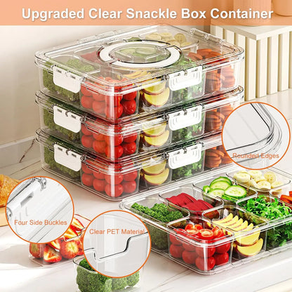 Divided Veggie Tray – Portable Snack Spinner with Lid & Handle