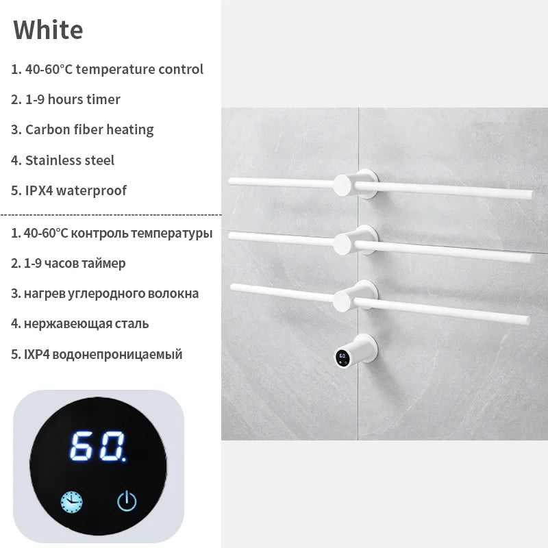 Home Standard | Electric Heated Towel Rail – Smart Control Towel Warmer SS304 Hidden Wire