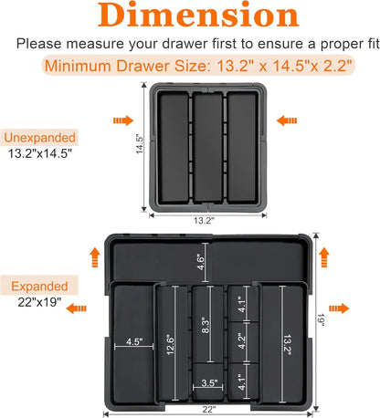 Expandable Kitchen Drawer Organizer – Large Plastic Tray