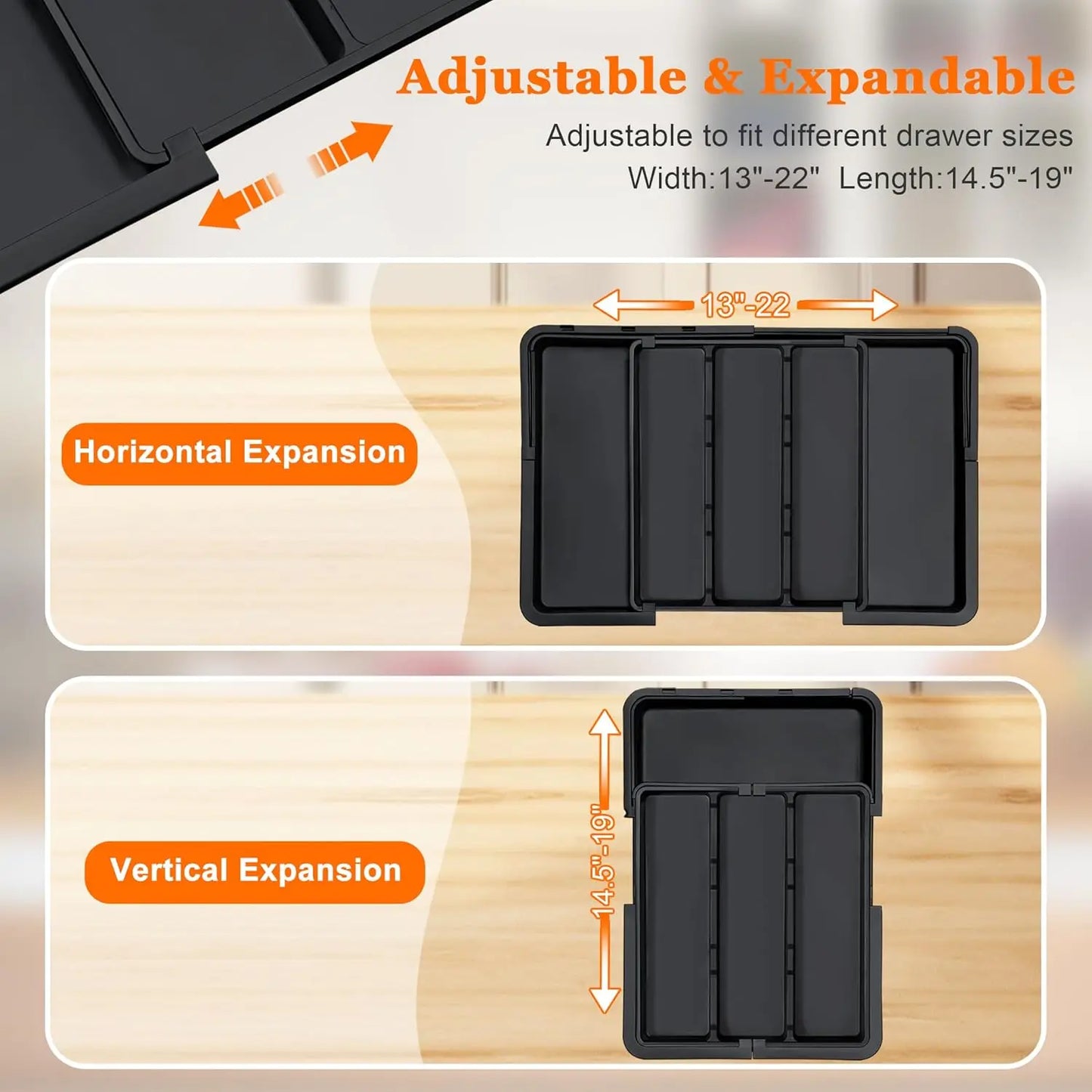 Expandable Kitchen Drawer Organizer – Large Plastic Tray