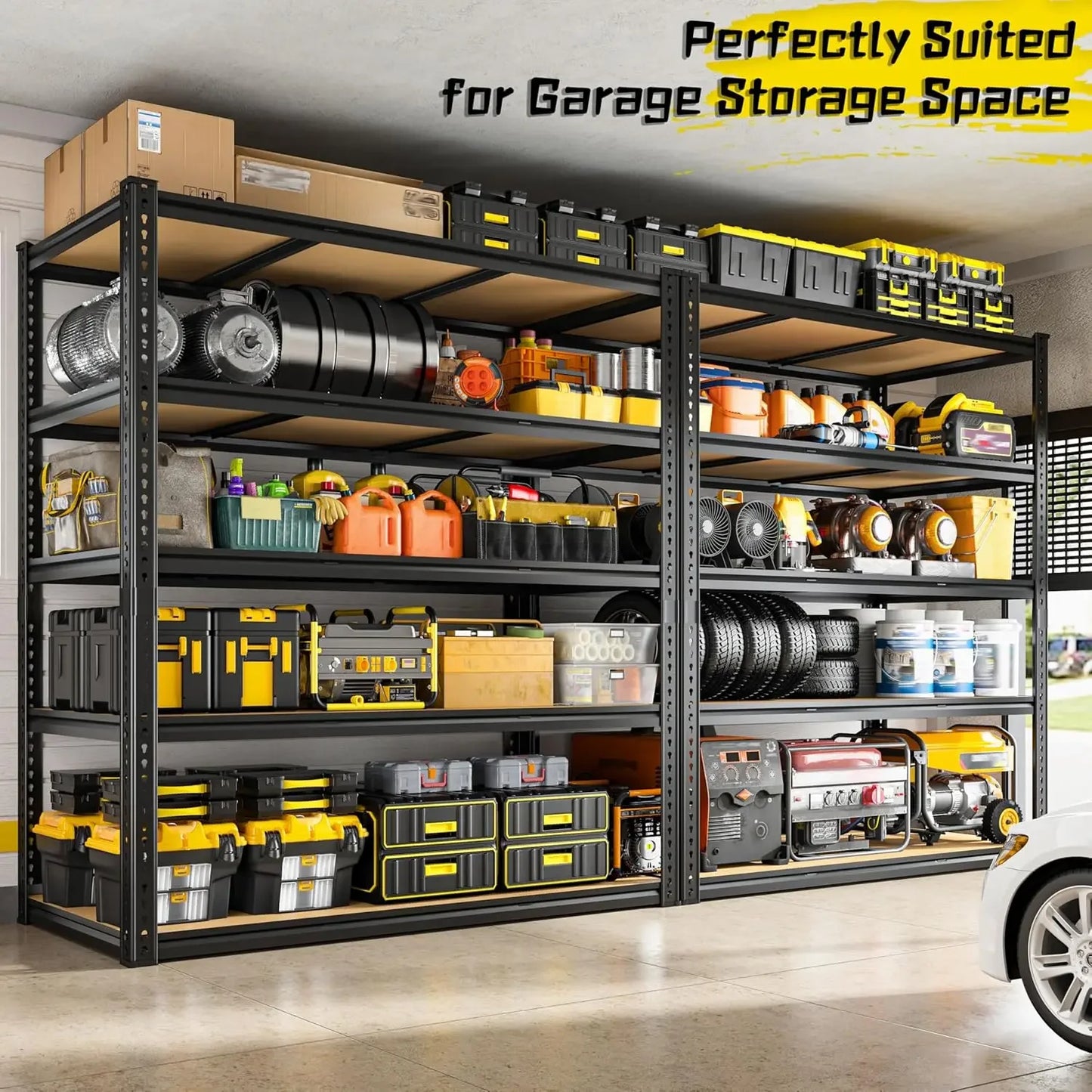 5-Tier Heavy Duty Garage Shelving – 48" Metal Storage Rack