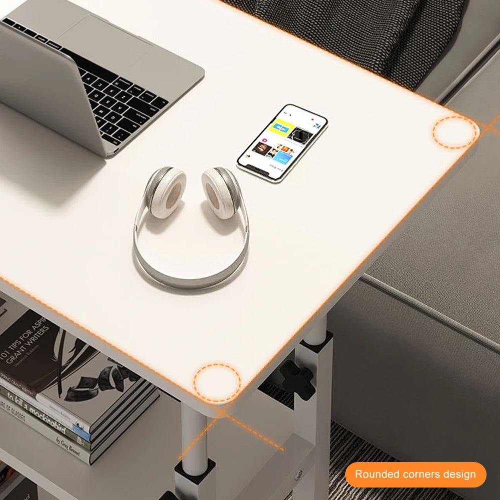 Height Adjustable Laptop Desk – Mobile Wooden Rolling Workstation