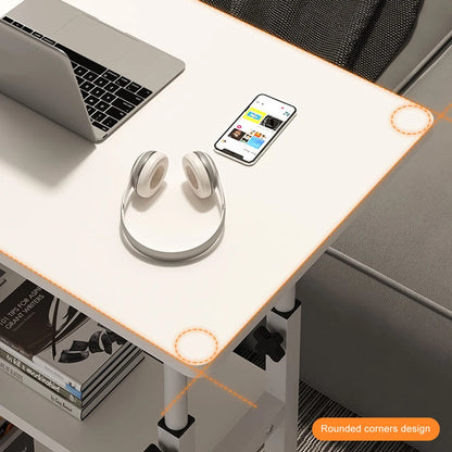 Height Adjustable Laptop Desk – Mobile Wooden Rolling Workstation