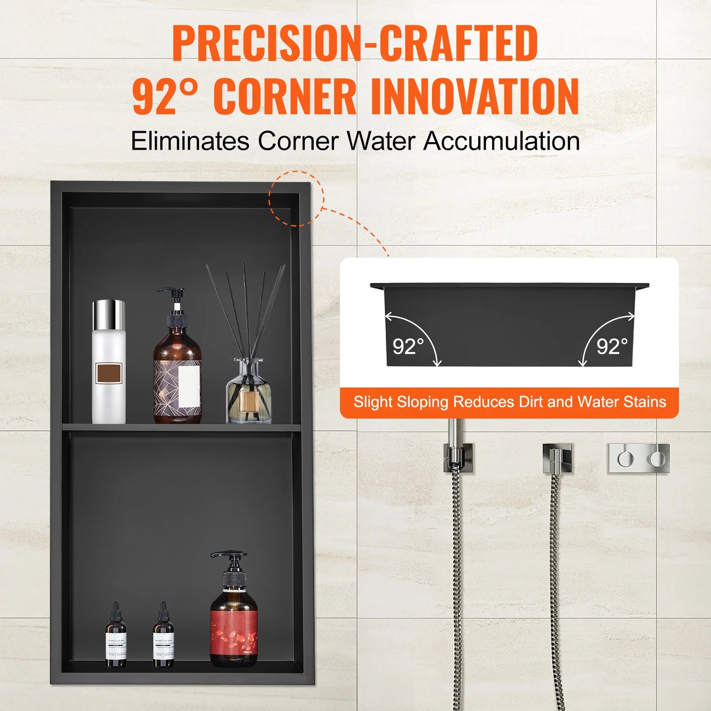 Stainless Steel Shower Niche – Double Tier Recessed Wall Shelf