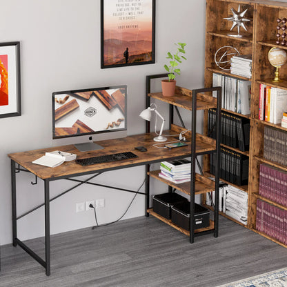 Computer Desk 47" – Industrial Writing Table with Power & USB Ports