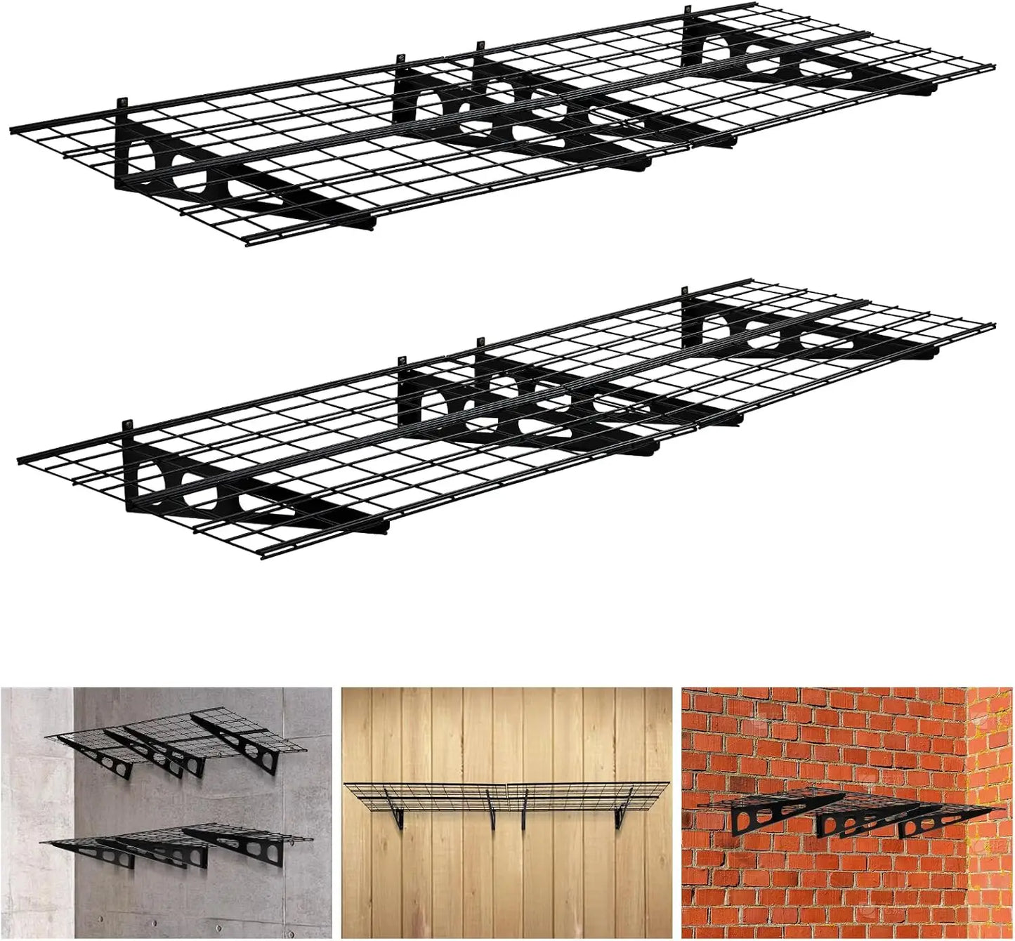 2-Pack Garage Wall Shelving – 2x6ft Heavy Duty Metal Storage Rack