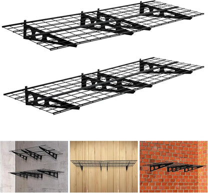2-Pack Garage Wall Shelving – 2x6ft Heavy Duty Metal Storage Rack