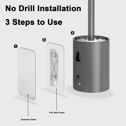 Space Aluminum Long Handle Toilet Brush – Wall Mounted Toilet Cleaning Set