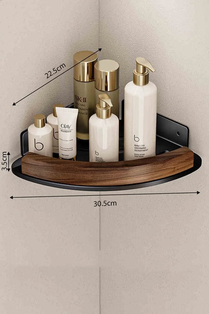 Wood Corner Bathroom Shelf – Wall Mounted Storage Organizer Rack