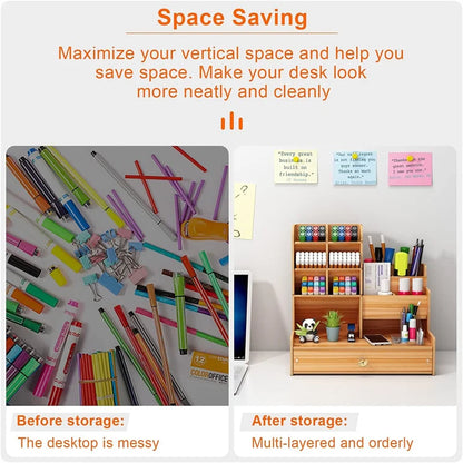Wooden Desk Organizer – DIY Stationery Storage with Drawer