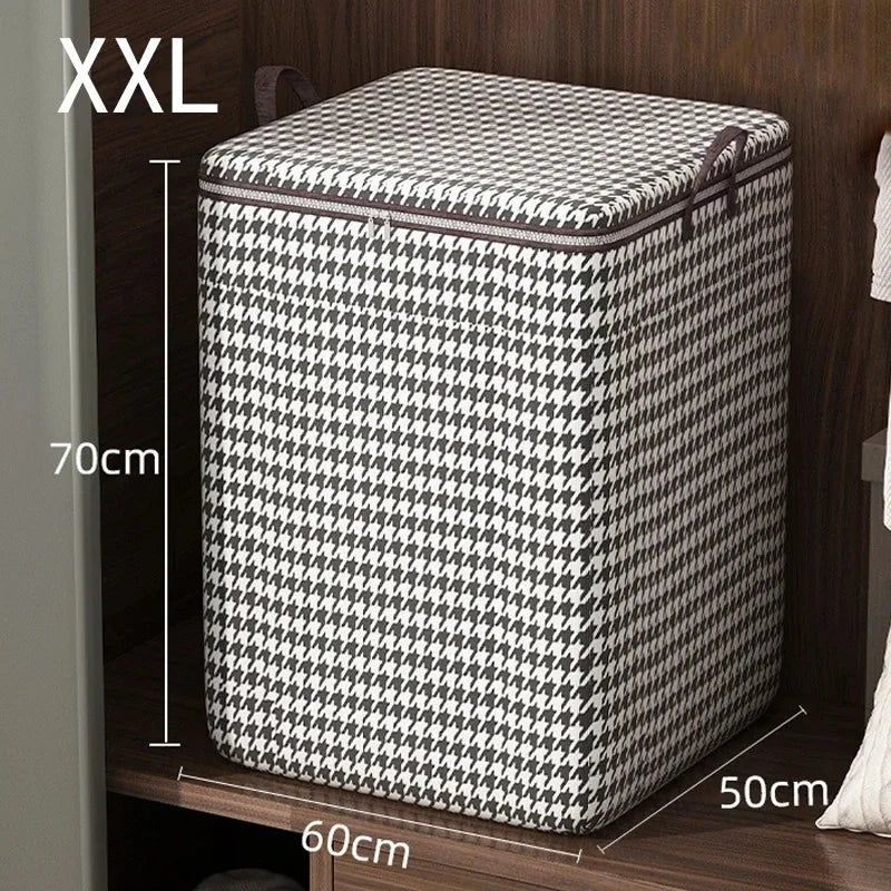 Houndstooth Storage Bag – Large Folding Polyester Organizer for Bedding