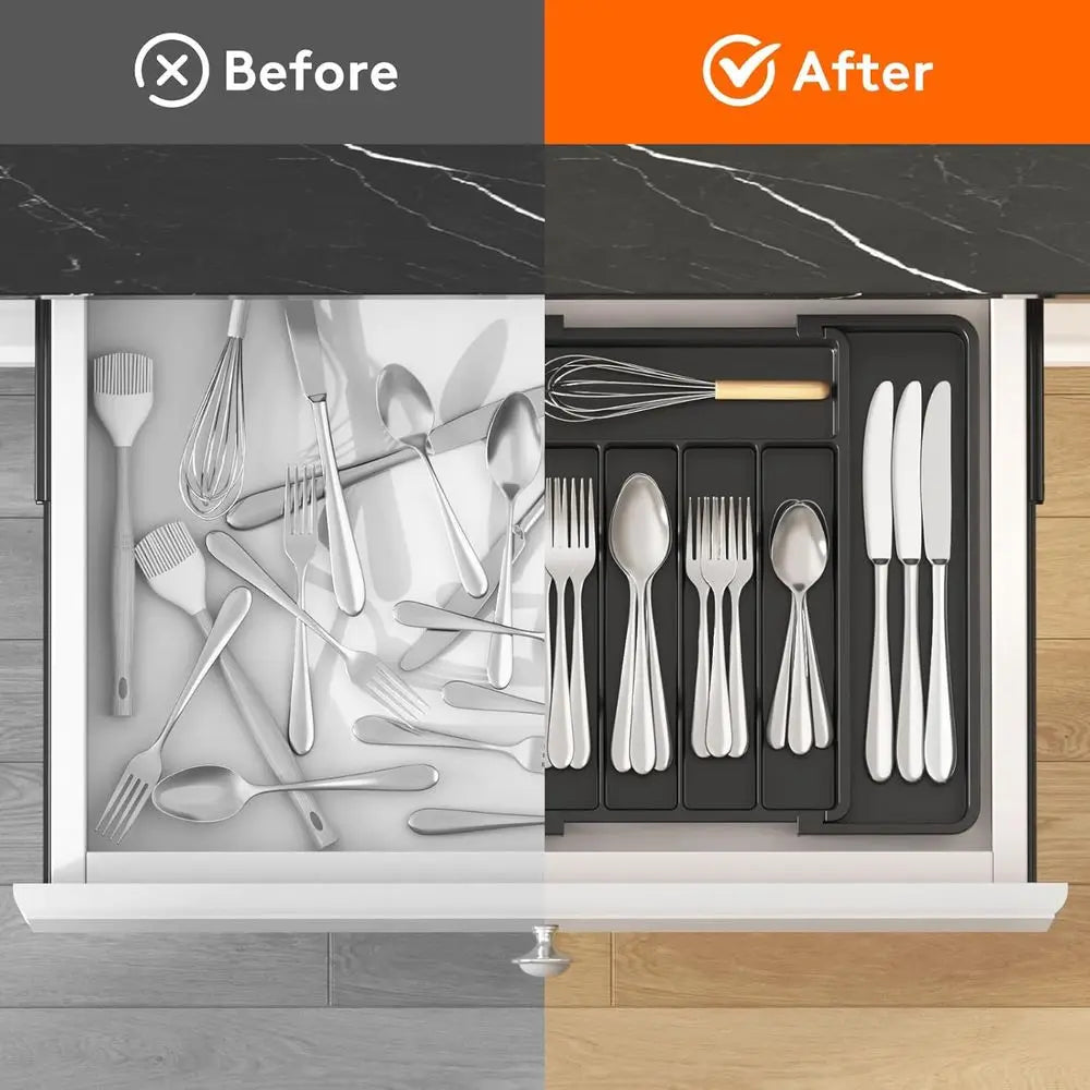 Silverware Organizer – 7-Compartment Plastic Tray