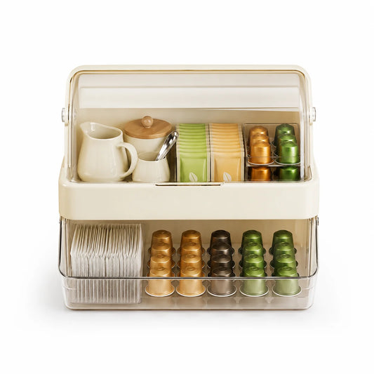 Tea Bag Storage Box – Dustproof Double-Layer Countertop Organizer