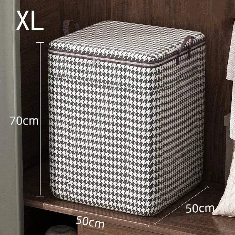 Houndstooth Storage Bag – Large Folding Polyester Organizer for Bedding