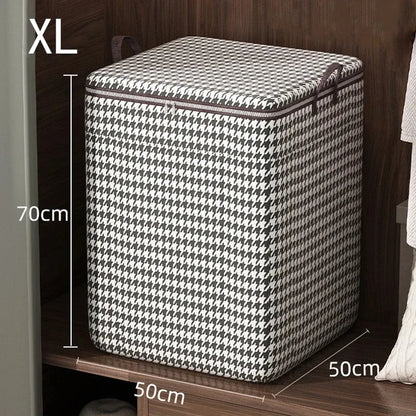 Houndstooth Storage Bag – Large Folding Polyester Organizer for Bedding