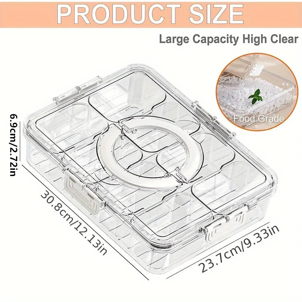 Divided Veggie Tray – Portable Snack Spinner with Lid & Handle