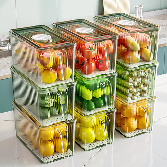 Stackable Refrigerator Storage Box – PET Food Organizer with Lid
