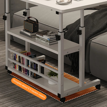 Height Adjustable Laptop Desk – Mobile Wooden Rolling Workstation